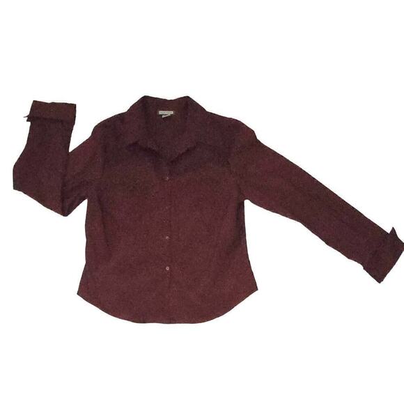 Aqua Tops - Womens Aqua Blues XL Button Down Red Shiney Shirt Blouse